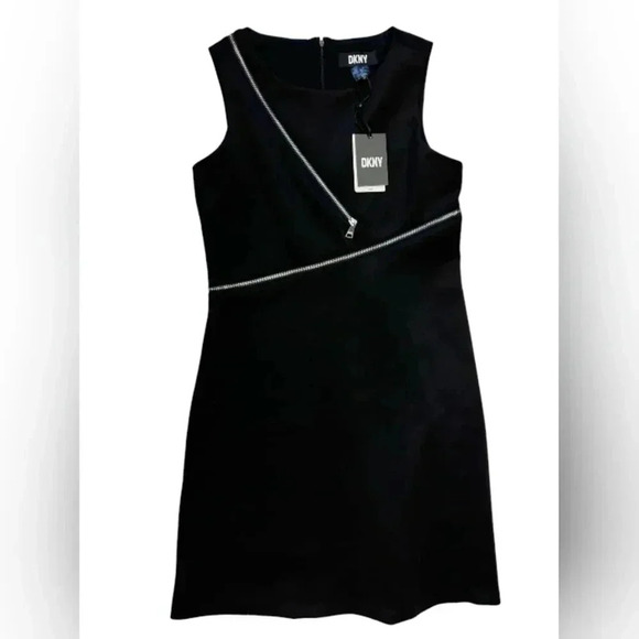 DKNY NWT Dress Fit & Flare Sleeveless Zipper Black Midi Size 8 - Picture 7 of 12